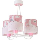 Dalber Kinderplafondlamp, 3 lampen, maan en wolken, roze