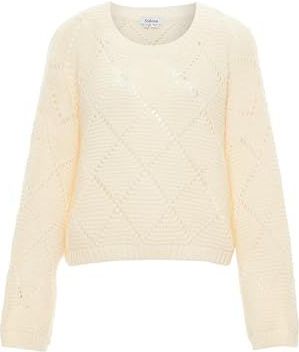 Sidona Dames Prismatische Cutout-Mode Gebreide Kleding Acryl Wolwit Maat XS/S, wolwit, XS