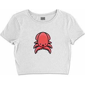 Bona Basics, Digitale print, basic T-shirt voor dames, 100% katoen, wit, casual, bovenstuk voor dames, maat: XL, Wit, XL (Kort)