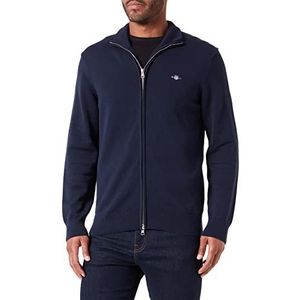 GANT Heren casual katoenen rits cardigan gebreide jas, evening blue, standaard, evening blue, XL