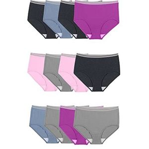 Fruit of the Loom Dames katoenen boyshort slipje jongen kort (Pack van 3), Slip - Katoenmix - 12 Pack - Grijs/Roze/Blauw, 32