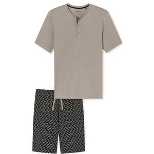 Schiesser Herenpyjama korte fijne interlock pyjamaset, Bruinggrijs 181173, 50