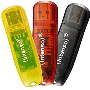 Intenso Rainbow Line USB-stick 3x 16GB zwart, rood, geel 3502473 USB 2.0, verpakking van 3 stuks