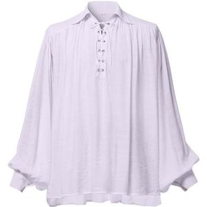 GRACEART Middeleeuws poet's piraat oversized shirt renaissance festival outfit vrijetijdskleding tops voor mannen of vrouwen, Wit, L