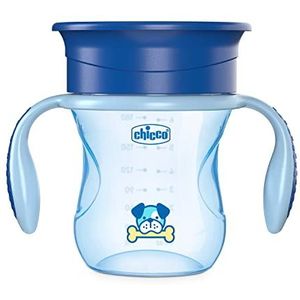 Chicco - Perfect Tuitbeker - Baby Drinkfles - Antilekbeker met 360° Siliconen Ventiel - Afneembare Handvaten - BPA-Vrij - 200 ml - 12+ Maanden - Blauw