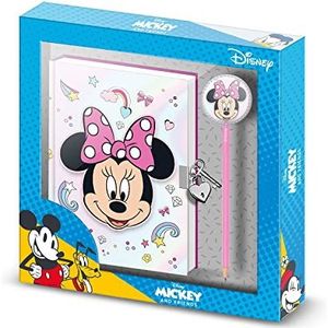 karactermania Minnie Mouse Laugh-geschenkdoos met hangslot dagboek en mode potlood, roze