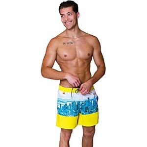 BWET Swimwear Eco-Friendly Beach Shorts NYC Quick Dry UV-bescherming en zakken (geel, XL)