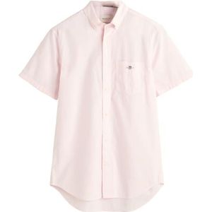 GANT Reg Poplin Ss Shirt voor heren, klassiek shirt met korte mouwen, lichtroze, XL