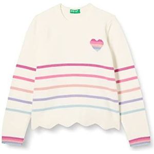 United Colors of Benetton Tricot G/C M/L 127BH100E trui, wit met gekleurde strepen 921, XX, meisjes