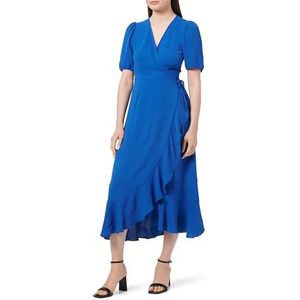 ONLY Vrouwelijke jurk normale snit V-hals elastische manchetten korte jurk, blauw, XS