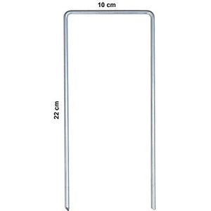 tenax U-vormige metalen spijkers van staal, lengte 22 cm, breedte 10 cm, doos met 200 stuks, ideaal voor bevestiging aan de bodem van het net