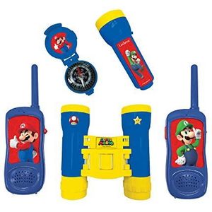 Lexibook RPTW12NI Nintendo Super Mario-avonturierset voor kinderen, Walkie-talkies, verrekijker, kompas, zaklamp, blauw/geel