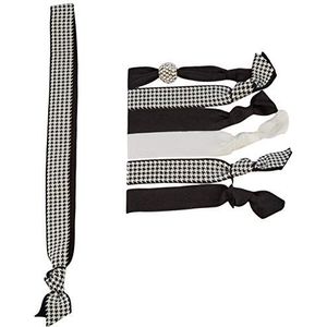 Emi Jay Zwarte witte hoofdband wit/zwart pied-de-poule-patroon, zwart met witte stras elastische bal, pied-poule, zwart mat, wit