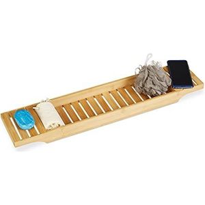 Relaxdays badplank bamboe, HBD: ca. 4,5 x 68,5 x 14,5 cm, badrekje, hout, voor badkuip, badbrug, natuur