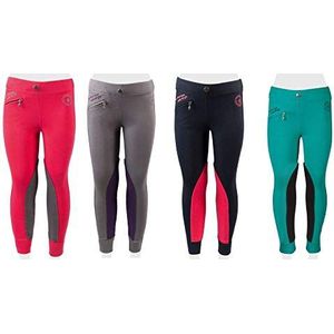 PFIFF Unisex kinderen Pfiff 102603 børne rideleggings Ella stof trim-ridebukser piger ridebukser, grå/lilla 152 rijbroek, grijs/paars, EU