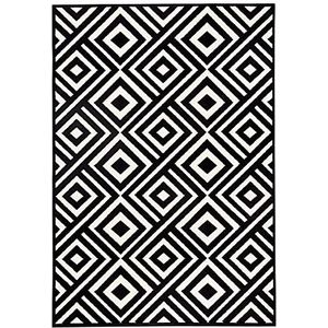Zala Living Laagpolig velours tapijt Art Black Creme, 140x200 cm