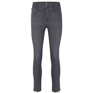 BOSS KIT Skinny HRC Zip Skinny-Fit Jeans voor dames, grijze denim in glitterlook, Charcoal19, 28