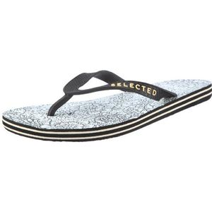 SELECTED Floral Flip Flops 16027089 Heren Sandalen/Teenslippers, Schwarz Comb 1 Print Black, 46/47 EU