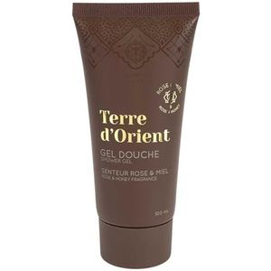 COSMETIC CLUB, SC0610, Terre d'Orient douchegel 100 ml, rozen- en honinggeur, hydraterend en verzachtend, praktisch formaat voor op reis, geschikt voor alle huid, elegante bruine fles