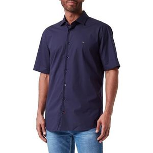 Tommy Hilfiger Heren Core Cl Flex Poplin Sf Shirt S/S Overhemden, Blauw, 45W, marine Blazer, 48
