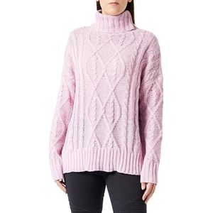 sookie Dames coltrui, trendy gestructureerde pullover polyester PINK ROZE maat M/L, roze., M