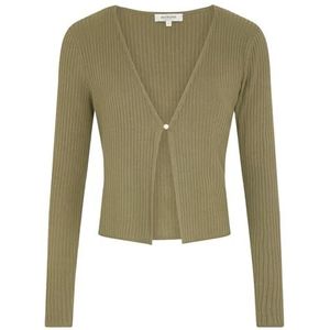 Morgan Damesvest met lange mouwen, geribbeld, groen, maat M, Kaki, M