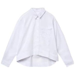 Replay Meisjesblouse, katoen, lange mouwen, 001, wit, 12 Jaar