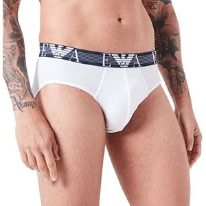 Emporio Armani Heren Men's Textured Monogram Logo Band Briefs, wit, S