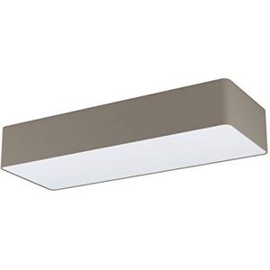 EGLO Plafondlamp Posaderra, 3-lichts moderne plafondlamp van staal, textiel en kunststof in taupe, wit, keukenlamp, hallamp plafond met E27-fitting, l