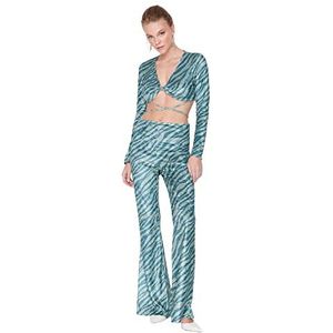 Trendyol Gestreepte gebreide tweedelige set gecoördineerde outfit voor dames (pak van 2), Groen, 62