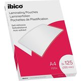 Ibico A4 Lamineerhoezen, Zelfklevend, Glanzend, 250 Micron, 100 Stuks, Glashelder, 627325