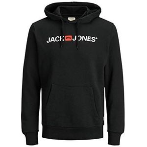Herren Jack & Jones Corp Logo Sweater Hoodie - Basis Trui met Capuchon - Normale Pasvorm, Colour:Black, Size:XS