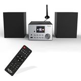 Xoro HMT 500 PRO - Micro Stereo System (Internet/DAB+/FM-radio, CD Player, Bluetooth V4.0, mediaplayer, 2.4" kleurendisplay, afstandsbediening, 2x10W, EXT. antenne-aansluiting) zwart