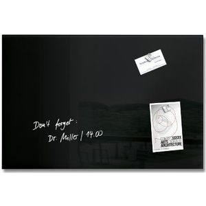 SIGEL GL120 Premium glazen magneetbord 60 x 40 cm zwart hoogglanzend, TÜV-getest, eenvoudige montage, Artverum