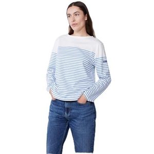 PETIT BATEAU - Katoenen T-shirt - Wit/Lichtblauw - 100% Katoen