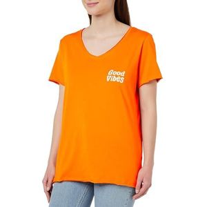 ONLY CARMAKOMA Carquote Life Ss T-shirt met V-hals voor dames, oranje, 50/52 Grote maten