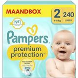 Pampers Maat 2 Luiers (4-8 kg), Premium Protection, 240 Luiers, Maandbox, Pampers NÂ°1 Voor Comfort En Bescherming Van De Gevoelige Huid