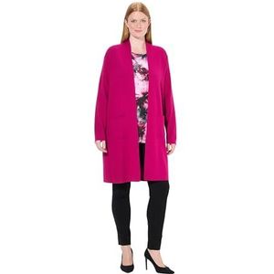 Ulla Popken - Gebreide Jas - Magenta - Grote Maten - Plussize - Lang - Open Vorm