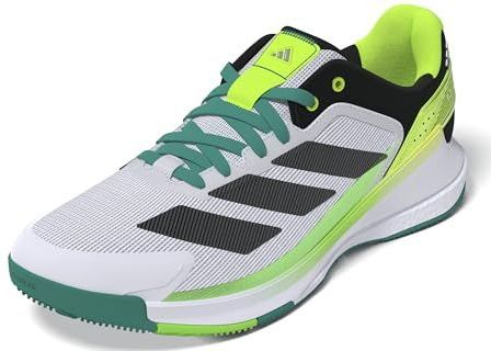 adidas Heren Crazyquick Boost Padel Shoes, Cloud White/Core Black/Lime Burst, 40 2/3 EU