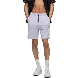 HUGO Dampinas Relaxed-Fit shorts voor heren, van katoen-terry met handgeschreven logo, licht/pastelpaars 535, XL