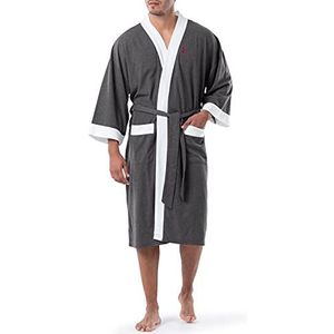 Izod Heren Wafel Gebreide Kimono Badjas Badjas, Carbon zwart gevlekt, XXL-3XL