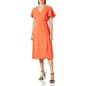 Vila VILOVIE S/S WRAP MIDI-jurk/SU - NOOS, Tigerlily, 44