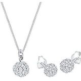 Elli Sieraden Set Dames Bol Hanger Set Oorsteker met Kristallen in 925 Sterling Zilver