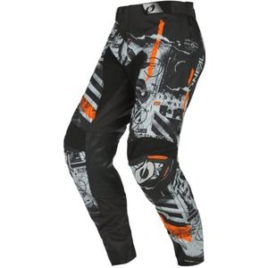 O'NEAL | Motocross Broek | Duurzame Denier Stoffen, met grote bewegingsvrijheid, atletische pasvorm | Mayhem Scarz Broek V.22 | Adult | Zwart Grijs Oranje | Maat 28/44