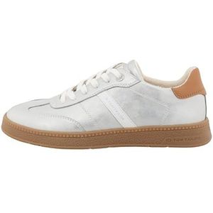 Tom Tailor - Sneakers - Zilverkleur/Wit - Glanzend - Vetersluiting