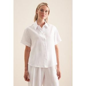 Seidensticker - Damesblouse - Wit - Regular Fit - Linnen
