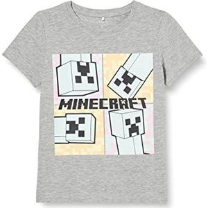 NAME IT Girl's NKFJASSA Minecraft SS TOP Bio T-shirt, grijs melange, 122