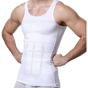GKVK Afslankende bodyshaper voor heren, buikcontrole, slank, Wit, S