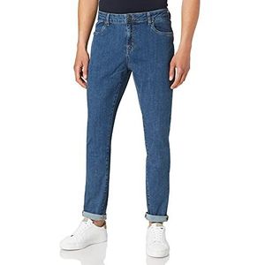 Urban Classics Heren Broek Slim fit jeans, blauw (Mid Indigo Washed), 33W / 34L