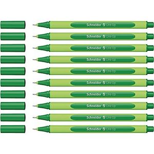 Schneider Line-Up Fineliner (driehoekige fineliner, lijndikte 0,4 mm, behuizing van biogebaseerde kunststof) blackforest-green, 10 stuks